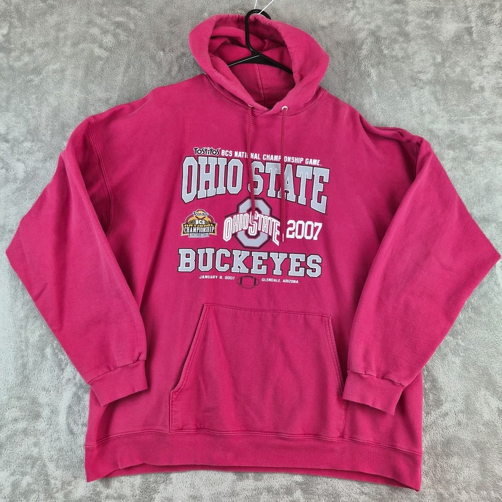 Ohio State Buckeye 2007 BCS Championship Hanes Hoodie Mens Red Pullover NCAA